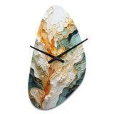 Orange White Line Art Organic Abstraction - Asymmetric Metal Wall Clock
