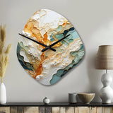 Orange White Line Art Organic Abstraction - Asymmetric Metal Wall Clock