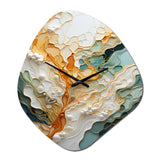 Orange White Line Art Organic Abstraction - Asymmetric Metal Wall Clock