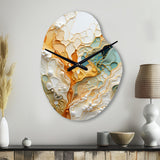 Orange White Line Art Organic Abstraction - Asymmetric Metal Wall Clock