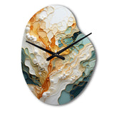 Orange White Line Art Organic Abstraction - Asymmetric Metal Wall Clock