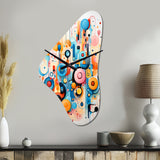 Colorful Line Art Whimsical Doodles - Asymmetric Metal Wall Clock
