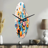 Colorful Line Art Whimsical Doodles - Asymmetric Metal Wall Clock