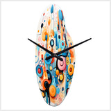 Colorful Line Art Whimsical Doodles - Asymmetric Metal Wall Clock