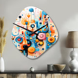 Colorful Line Art Whimsical Doodles - Asymmetric Metal Wall Clock