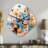 Colorful Line Art Whimsical Doodles - Asymmetric Metal Wall Clock