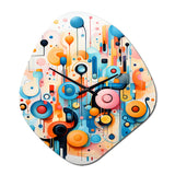 Colorful Line Art Whimsical Doodles - Asymmetric Metal Wall Clock