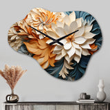 Blue White Line Art Whirlwind Patterns - Asymmetric Metal Wall Clock
