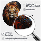 Lion Portrait Photography With I - Asymmetric Metal Wall Clock