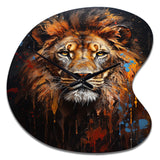 Lion Portrait Photography With I - Asymmetric Metal Wall Clock