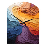 Yellow Orange Lyrical Abstraction Lyrical Sunset II - Asymmetric Metal Wall Clock