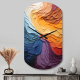 Yellow Orange Lyrical Abstraction Lyrical Sunset II - Asymmetric Metal Wall Clock