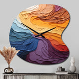 Yellow Orange Lyrical Abstraction Lyrical Sunset II - Asymmetric Metal Wall Clock