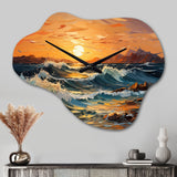 Orange Teal Lyrical Abstraction Lyrical Sunset - Asymmetric Metal Wall Clock