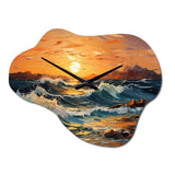 Orange Teal Lyrical Abstraction Lyrical Sunset - Asymmetric Metal Wall Clock