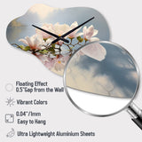 White Grey Magnolias Magnolia Reflections I - Asymmetric Metal Wall Clock
