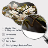 White Green Magnolias Magnolia Serenity - Asymmetric Metal Wall Clock