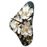 White Yellow Magnolias Southern Charm Patchwork - Asymmetric Metal Wall Clock