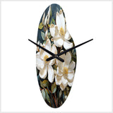 White Yellow Magnolias Southern Charm Patchwork - Asymmetric Metal Wall Clock