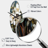 White Yellow Magnolias Southern Charm Patchwork - Asymmetric Metal Wall Clock