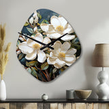 White Yellow Magnolias Southern Charm Patchwork - Asymmetric Metal Wall Clock