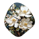 White Yellow Magnolias Southern Charm Patchwork - Asymmetric Metal Wall Clock