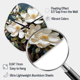 White Yellow Magnolias Southern Charm Patchwork - Asymmetric Metal Wall Clock