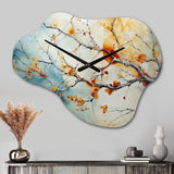 Orange Teal Maple Tree Glowing Agate I - Asymmetric Metal Wall Clock