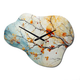 Orange Teal Maple Tree Glowing Agate I - Asymmetric Metal Wall Clock