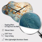 Orange Teal Maple Tree Glowing Embers II - Asymmetric Metal Wall Clock