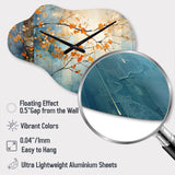 Orange Teal Maple Tree Glowing Embers II - Asymmetric Metal Wall Clock
