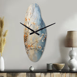 Orange Teal Maple Tree Glowing Embers III - Asymmetric Metal Wall Clock