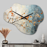 Orange Teal Maple Tree Glowing Embers V - Asymmetric Metal Wall Clock