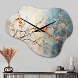Orange Teal Maple Tree Glowing Embers V - Asymmetric Metal Wall Clock