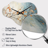 Orange Teal Maple Tree Glowing Embers V - Asymmetric Metal Wall Clock
