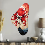 Red Maple Tree Harmony In - Asymmetric Metal Wall Clock