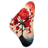 Red Maple Tree Harmony In - Asymmetric Metal Wall Clock