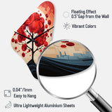 Red Maple Tree Harmony In - Asymmetric Metal Wall Clock
