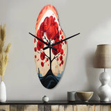 Red Maple Tree Harmony In - Asymmetric Metal Wall Clock