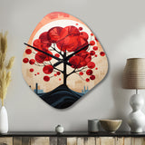 Red Maple Tree Harmony In - Asymmetric Metal Wall Clock