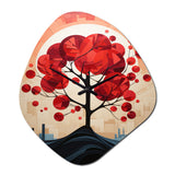 Red Maple Tree Harmony In - Asymmetric Metal Wall Clock