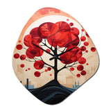 Red Maple Tree Harmony In - Asymmetric Metal Wall Clock