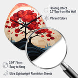 Red Maple Tree Harmony In - Asymmetric Metal Wall Clock