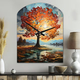 Orange Teal Maple Tree Majestic Maple - Asymmetric Metal Wall Clock
