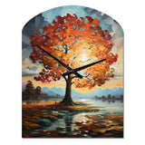 Orange Teal Maple Tree Majestic Maple - Asymmetric Metal Wall Clock