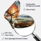 Orange Teal Maple Tree Majestic Maple - Asymmetric Metal Wall Clock