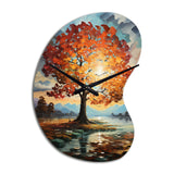 Orange Teal Maple Tree Majestic Maple - Asymmetric Metal Wall Clock