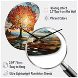 Orange Teal Maple Tree Majestic Maple - Asymmetric Metal Wall Clock