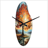 Orange Teal Maple Tree Majestic Maple - Asymmetric Metal Wall Clock