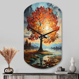 Orange Teal Maple Tree Majestic Maple - Asymmetric Metal Wall Clock